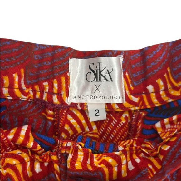 Anthropologie SIKA Abstract Wide Leg Trousers Size 2 Retail $200 Pants Cotton - Picture 6 of 9